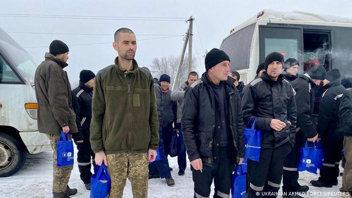 Prisioneros de guerra ucranianos después del intercambio (04.02.2023)