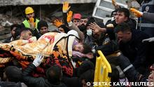 Rescuers carry out a girl from a collapsed building following an earthquake in Diyarbakir, Turkey February 6, 2023. REUTERS/Sertac Kayar TPX IMAGES OF THE DAY 