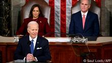 07.02.2023
US Vice President Kamala Harris and US Speaker of the House Kevin McCarthy (R-CA) listen as US President Joe Biden delivers remarks during the State of the Union address in the House Chamber of the US Capitol in Washington, DC, on February 7, 2023. (Photo by SAUL LOEB / AFP)