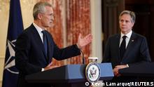 U.S. Secretary of State Antony Blinken holds a joint news conference with NATO Secretary-General Jens Stoltenberg at the State Department in Washington, U.S., February 8, 2023.  REUTERS/Kevin Lamarque