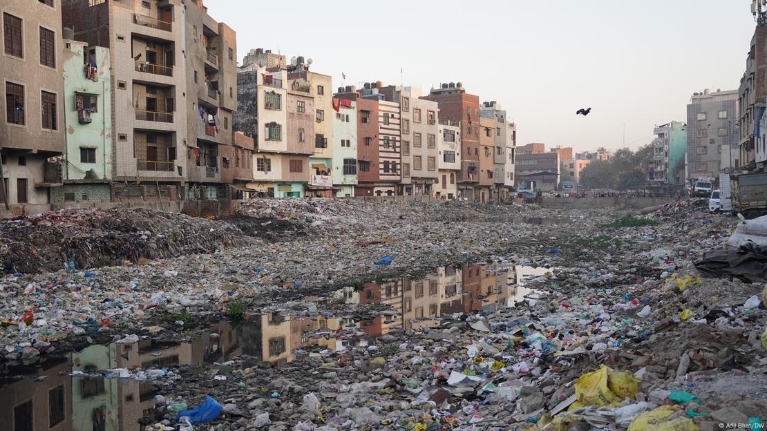 Vast amounts of e-waste dumped at the dismantling facility in Seelampur, New Delhi