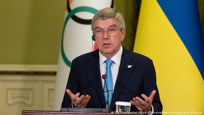 IOC-Präsident Dr. Thomas Bach bei einer Rede in Kiew.
