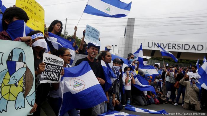 Studenten demonstrieren im August 2018 in Managua gegen das Ortega-Regime 