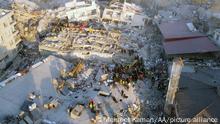 12.02.2023
KAHRAMANMARAS, TURKIYE - FEBRUARY 12: An aerial view of collapsed buildings as search and rescue efforts continue after 7.7 and 7.6 magnitude earthquakes hit multiple provinces of Turkiye including Kahramanmaras on February 11, 2023. Early Monday morning, a strong 7.7 earthquake, centered in the Pazarcik district, jolted Kahramanmaras and strongly shook several provinces, including Gaziantep, Sanliurfa, Diyarbakir, Adana, Adiyaman, Malatya, Osmaniye, Hatay, and Kilis. Later, at 13.24 p.m. (1024GMT), a 7.6 magnitude quake centered in Kahramanmaras' Elbistan district struck the region. Turkiye declared 7 days of national mourning after deadly earthquakes in southern provinces. Mehmet Kaman / Anadolu Agency