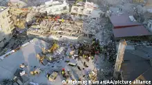12.02.2023
KAHRAMANMARAS, TURKIYE - FEBRUARY 12: An aerial view of collapsed buildings as search and rescue efforts continue after 7.7 and 7.6 magnitude earthquakes hit multiple provinces of Turkiye including Kahramanmaras on February 11, 2023. Early Monday morning, a strong 7.7 earthquake, centered in the Pazarcik district, jolted Kahramanmaras and strongly shook several provinces, including Gaziantep, Sanliurfa, Diyarbakir, Adana, Adiyaman, Malatya, Osmaniye, Hatay, and Kilis. Later, at 13.24 p.m. (1024GMT), a 7.6 magnitude quake centered in Kahramanmaras' Elbistan district struck the region. Turkiye declared 7 days of national mourning after deadly earthquakes in southern provinces. Mehmet Kaman / Anadolu Agency