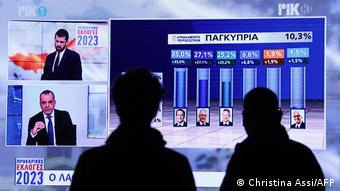 Οθόνη με τα αποτελέσματα των εκλογών