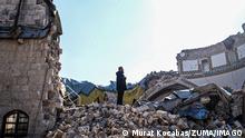 February 12, 2023, Hatay, Turkey: A man is seen at the destroyed Habib-i Neccar mosque following the earthquake. Miracles and sadness followed each other in the 160th hour of the 7.8 magnitude earthquake that occurred in Hatay. Hatay Turkey - ZUMAs197 20230212_zaa_s197_269 Copyright: xMuratxKocabasx