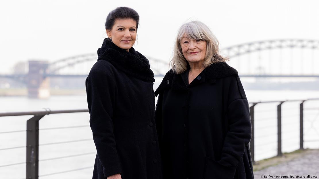 Former socialist Left Party leader Sahra Wagenknecht and publicist Alice Schwarzer pictured on February 9, 2023
