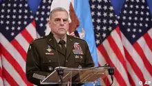 U.S. Joint Chiefs Chairman Gen. Mark Milley speaks during a media conference after a meeting of NATO defense ministers at NATO headquarters in Brussels, Tuesday, Feb. 14, 2023. (AP Photo/Olivier Matthys)