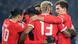 Les joueurs bavarois fêtent le but de Kingsley Coman Les joueurs bavarois fêtent le but de Kingsley Coman
