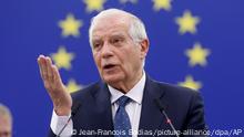 Josep Borrell Fontelles, High Representative of the European Union for Foreign Affairs and Security Policy speaks during a session on one year after Russia's invasion of Ukraine, Wednesday, Feb. 15, 2023 at the European Parliament in Strasbourg, eastern France. (AP Photo/Jean-Francois Badias)