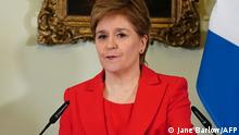 Scotland's First Minister, and leader of the Scottish National Party (SNP), Nicola Sturgeon, speaks during a press conference at Bute House in Edinburgh where she announced she will stand down as First Minister, in Edinburgh on February 15, 2023. - Scottish First Minister Nicola Sturgeon on Wednesday confirmed her surprise resignation, announcing an election would take place to replace her as Scottish National Party (SNP) leader. (Photo by Jane Barlow / POOL / AFP)