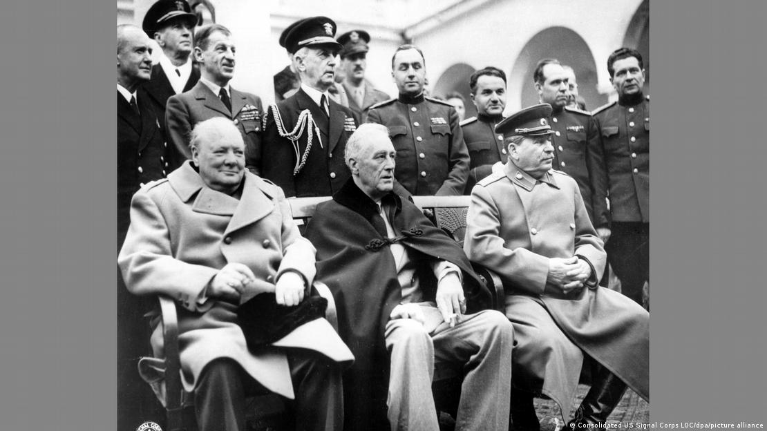 Konferenz von Jalta 1945 mit britischen Premierminister Winston Churchill, US-Präsident Franklin D. Roosevelt und dem sowjetische Diktator Josef Stalin