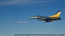 March 10, 2021 - Tyndall Air Force Base, Florida, USA - An F-16 Fighting Falcon from the 49th Wing at Holloman Air Force Base, N.M. fires an AIM-9M Sidewinder during training and evaluation at Weapons System Evaluation Program-East, March 10, 2021 at Tyndall AFB, Fla. WSEPs are held to evaluate air-to-ground and air-to-air weapons systems on behalf of Air Combat Command. (Credit Image: © Savanah Bray/U.S. Air Force/ZUMA Wire/ZUMAPRESS.com