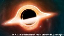 Black hole seen from a planet, illustration Illustration of a black hole. A black hole is a region of spacetime where the gravity is so powerful that not even light can escape them. They are created when massive stars die. This one is surrounded by an accretion disc of material, the light from which is warped by the strong gravity. Both the front of the disc and the portion behind the black hole are visible. *** Black hole seen from a planet, illustration Illustration of a black hole A black hole is a region of spacetime where the gravity is so powerful that not even light can escape them They are created when massive stars die This one is surrounded by an accretion disc of material, the light from which is warped by the strong gravity Both PUBLICATIONxINxGERxSUIxHUNxONLY MARKxGARLICK/SCIENCExPHOTOxLIBRARY F025/4420 