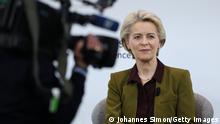 MUNICH, GERMANY - FEBRUARY 18: President of the European Commission, Ursula von der Leyen, attends a panel talk with Prime Minister of Finland, Sanna Marin, (not pictured) at the 2023 Munich Security Conference (MSC) on February 18, 2023 in Munich, Germany. The Munich Security Conference brings together defence leaders and stakeholders from around the world and is taking place February 17-19. Russia's ongoing war in Ukraine is dominating the agenda. (Photo by Johannes Simon/Getty Images)