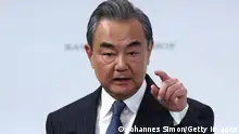 MUNICH, GERMANY - FEBRUARY 18: Chinese foreign affairs Minister Wang Yi speaks during the 2023 Munich Security Conference (MSC) on February 18, 2023 in Munich, Germany. The Munich Security Conference brings together defence leaders and stakeholders from around the world and is taking place February 17-19. Russia's ongoing war in Ukraine is dominating the agenda. (Photo by Johannes Simon/Getty Images)