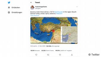 Twitter Screenshot Faktencheck - Erdbeben Twitter Screenshot Faktencheck - Erdbeben