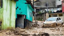 This handout picture released by Sao Sebastiao City Hall shows the damage caused by heavy rains in the municipality of Sao Sebastiao, north coast of the state of Sao Paulo, Brazil, on February 19, 2023. - A strong storm with a record amount of rain caused at least 19 deaths from floods and landslides during the carnival weekend in several towns in the state of Sao Paulo, authorities reported on Sunday. (Photo by NELSON ALMEIDA / Sao Sebastiao City Hall / AFP) / RESTRICTED TO EDITORIAL USE - MANDATORY CREDIT AFP PHOTO / SAO SEBASTIAO CITY HALL / DANIELA ANDRADE - NO MARKETING NO ADVERTISING CAMPAIGNS - DISTRIBUTED AS A SERVICE TO CLIENTS