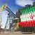 تصویر گرافیکی از پرچم ایران و بشکه‌های نفت