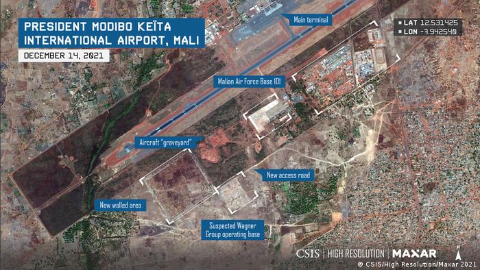 Satellitenfotos des Flughafens von Bamako in Mali 