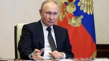 FILE PHOTO: Russia's President Vladimir Putin takes part in an event marking Gazprom's 30th anniversary, via video link at a residence outside Moscow, Russia February 17, 2023. Sputnik/Mikhail Metzel/Pool via REUTERS ATTENTION EDITORS - THIS IMAGE WAS PROVIDED BY A THIRD PARTY./File Photo