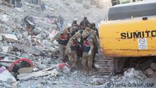 Turkey, Kahranmanmaras, earthquake aftermath. Feb. 2023
Rescue workers move through rubble
