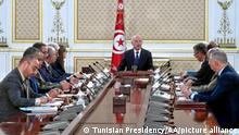 22.02.2023
TUNIS, TUNISIA - FEBRUARY 22: (---EDITORIAL USE ONLY Äì MANDATORY CREDIT - TUNISIAN PRESIDENCY / HANDOUT - NO MARKETING NO ADVERTISING CAMPAIGNS - DISTRIBUTED AS A SERVICE TO CLIENTS----) Tunisian President Kais Saied (C) chairs a meeting of the National Security Council at Carthage Palace, in Tunis, Tunisia on February 22, 2023. Tunisian Presidency / Handout / Anadolu Agency