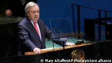 22.02.2023
United Nations Secretary-General Antonio Guterres addresses the eleventh emergency special session of the General Assembly, Wednesday, Feb. 22, 2023 at United Nations headquarters. (AP Photo/Mary Altaffer)