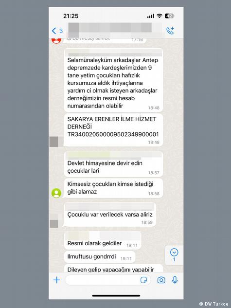 WhatsApp-Nachricht über vermisste Kinder im Erdbebengebiet Türkei