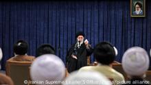 February 23, 2023, Tehran, Tehran, Iran: A handout picture provided by the office of Iran's Supreme Leader Ayatollah ALI KHAMENEI on February 23, 2023, shows him in the capital Tehran addressing the head and members of the Assembly of Experts. In the meeting with the director and members of the Assembly of Experts, Khamenei argued that the leaders of liberal democracy have been dominating the world for decades, and the religion of Islam naturally stands against such domination. (Credit Image: Â© Iranian Supreme Leader'S Office via ZUMA Press Wire