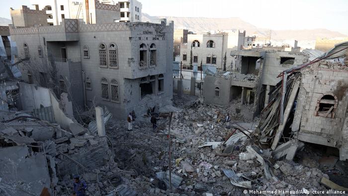 Zerstörte Häuser in der jemenitischen Hauptstadt Sanaa (Januar 2022)