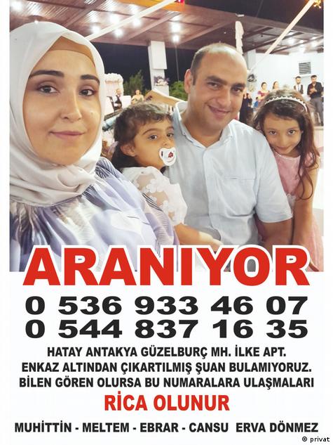 Türkei | Erdbeben Vermisstenanzeige von einer Familie in Hatay