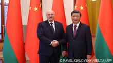 Belarus' President Alexander Lukashenko (L) meets with Chinese President Xi Jinping in Beijing on March 1, 2023. (Photo by Pavel ORLOVSKY / BELTA / AFP) / Belarus OUT