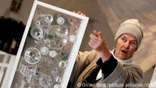 epa03189314 German artist Mary Bauermeister poses next to one of her crystal objects in Bonn, Germany, 19 April 2012. The exhibition 'Mary Bauermeister' runs from 22 April to 19 August 2012 at the Women's Museum in Bonn. EPA/OLIVER BERG