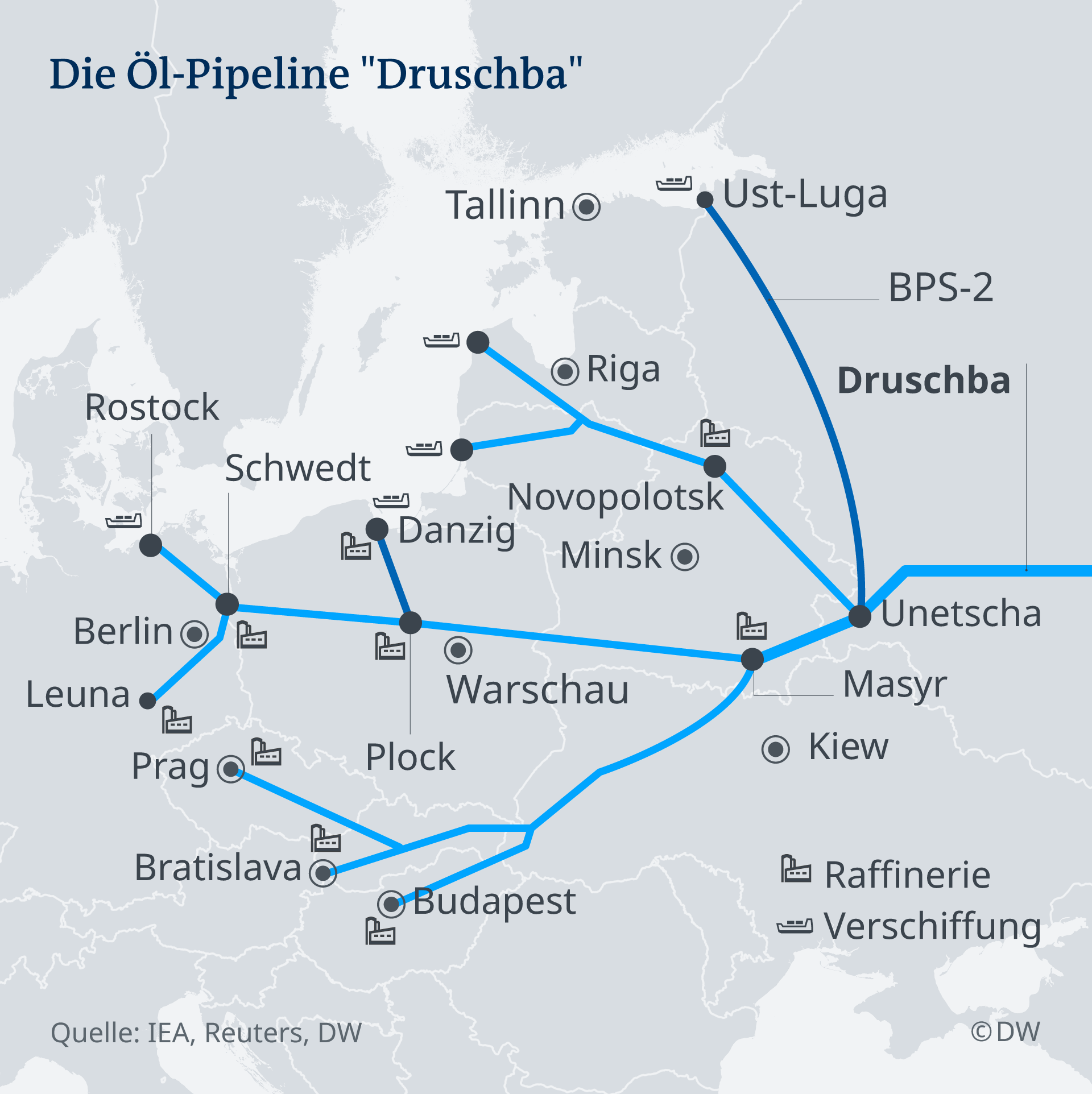 Infografik Karte Die Öl-Pipeline Druschba DE