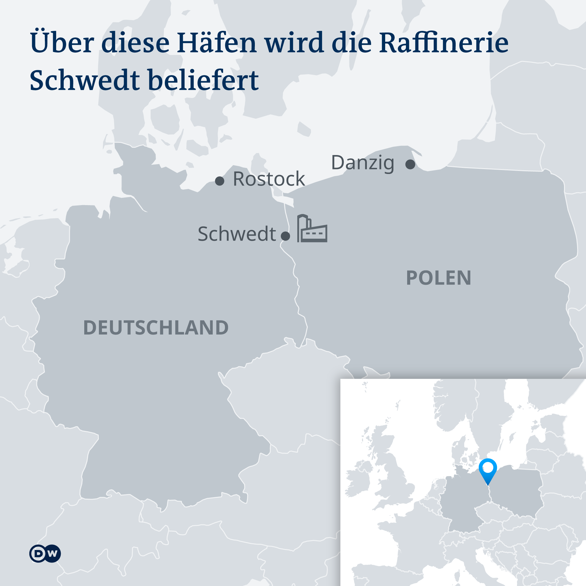 Infografik Karte Schwedt Raffinerie DE