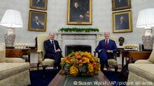 03/03/2023 President Joe Biden meets with German Chancellor Olaf Scholz in the Oval Office of the White House in Washington, Friday, March 3, 2023. (AP Photo/Susan Walsh)