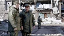 MARCH 4, 2023: Russian Army Eastern Military District Commander Rustam Muradov L and Russia s Defence Minister Sergei Shoigu inspect the Vostok group of the Russian Armed Forces deployed in the zone of Russias special military operation. Vadim Savitsky/Russian Defence Ministry Press Office/TASS PUBLICATIONxINxGERxAUTxONLY 57679122