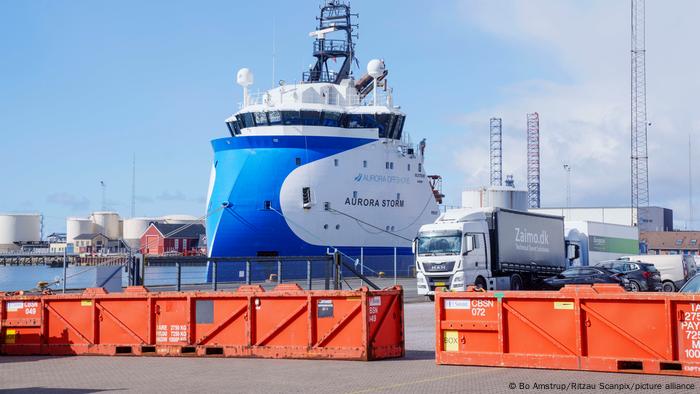 Das Schiff Auroa Storm bringt für Greensand zukünftig flüssiges CO2 zur Pipeline in der Nordsee