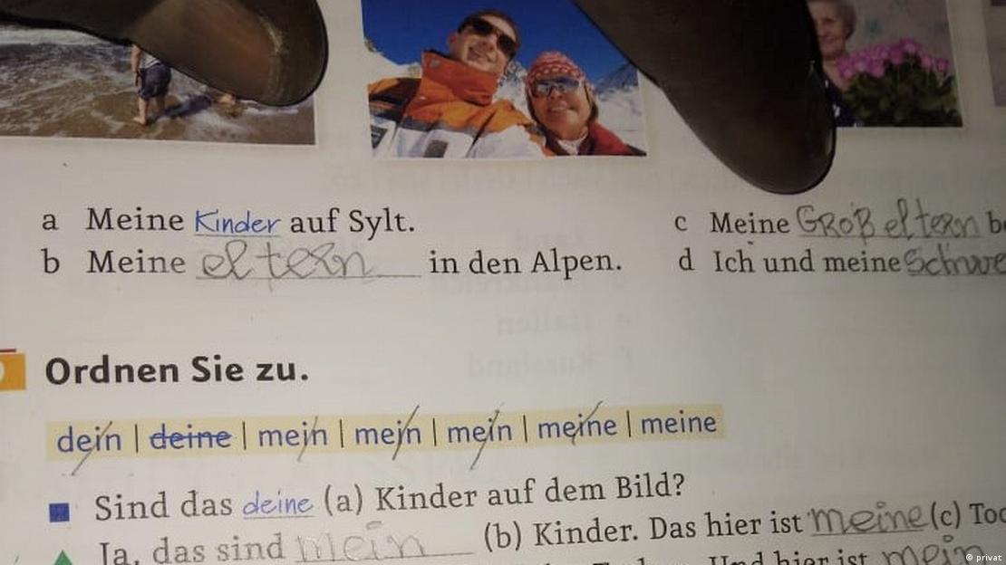 screenshot of Moro Diob's German test book
