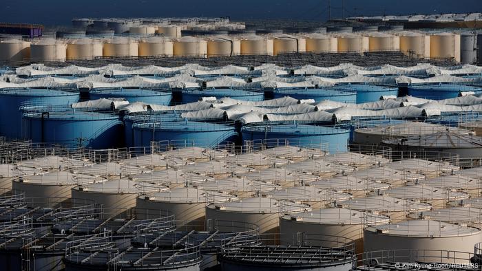 Countless huge water tanks on the site of the damaged Fukushima Dai-ichi nuclear power plant.