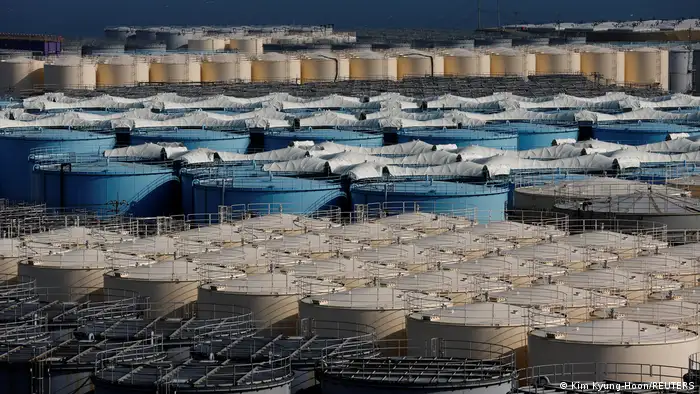 Countless huge water tanks on the site of the damaged Fukushima Dai-ichi nuclear power plant.