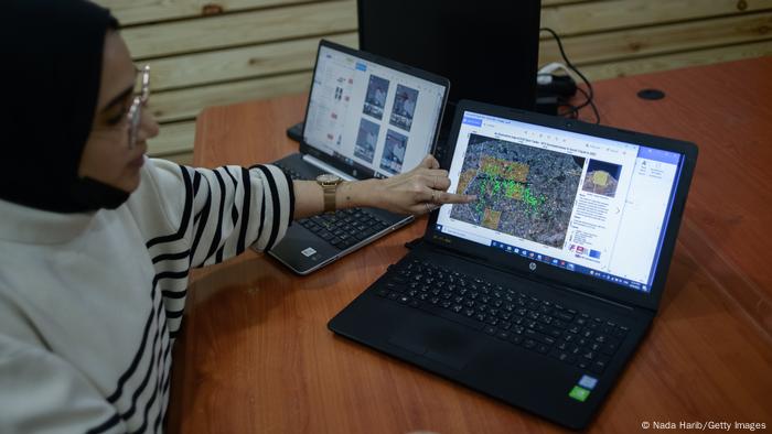 Eine digitale Karte, auf der in Libyen festgestellte Minen verzeichnet sind, Tripolis, März 2022 Eine digitale Karte, auf der in Libyen festgestellte Minen verzeichnet sind, Tripolis, März 2022