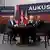 美、英、澳三國領導人按計劃在加州聖地亞哥的一個美國潛艇上會晤，宣佈被稱作AUKUS的潛艇項目的細節。
