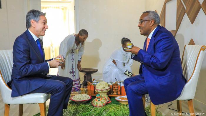 የዩናይትድ ስቴትስ ውጭ ጉዳይ ሚንሥትር አንቶኒ ብሊንከን ከውጭ ጉዳይና ምክትል ጠቅላይ ሚንስትር ደመቀ መኮንን ጋር