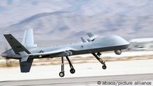 1.9.2021, USA, Handout photo dated September 1, 2021 shows a U.S. Air Force MQ-9 Reaper assigned to the 432nd Wing/432nd Air Expeditionary Wing, takes off from the flightline at Creech Air Force Base, Nevada. A Russian fighter jet forced down a US Air Force drone over the Black Sea on Tuesday after damaging the propeller of the American MQ-9 Reaper drone, according to the US Air Force. The Reaper drone and two SU-27 Flanker jets were operating over international waters over the Black Sea when one of the Russian jets intentionally flew in front of and dumped fuel in front of the unmanned drone, according to the official. One of the jets then damaged the propeller of the Reaper, which is mounted on the rear of the drone, the official said. The damage to the propeller forced the US to bring down the Reaper in international waters in the Black Sea. U.S. Air Force photo by Tech. Sgt. Emerson NuÃ±ez via ABACAPRESS.COM