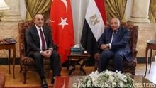 Turkish Foreign Minister Mevlut Cavusoglu meets with his Egyptian counterpart Sameh Shoukry in Cairo, Egypt March 18, 2023. REUTERS/Mohamed Abd El Ghany