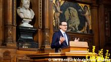Mateusz Morawiecki, polnischer Ministerpräsident, spricht in der Alten Aula der Universität Heidelberg. Morawiecki spricht über die Zukunft Europas angesichts aktueller Herausforderungen.