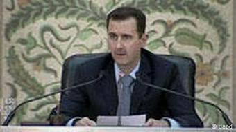 Syrien Präsident Bashar Assad hält eine Rede vor seinem Kabinett in Damaskus